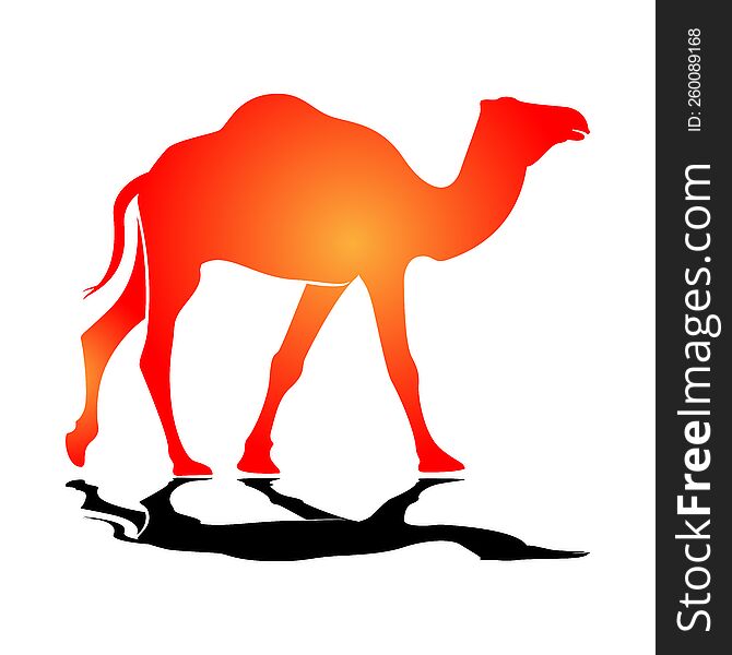 Cartoon Camel Walking Silhouette