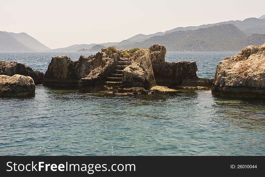 Remains of the ancient ruins in the sea