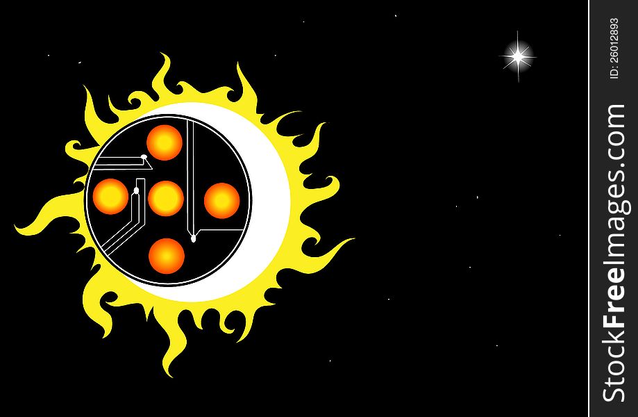 Spacecraft obscured the sun, an eclipse of the sun, journey into space. Spacecraft obscured the sun, an eclipse of the sun, journey into space.