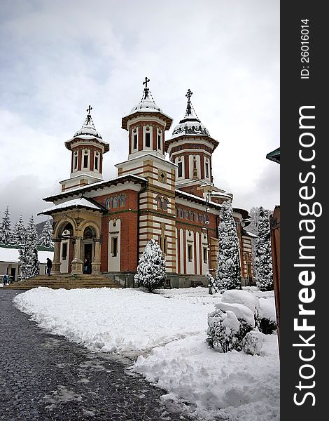 A winter scene of the Sinaia Monastery, Sinaia, Romania