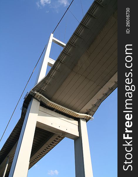 Bosphorus bridge from below. Istanbul, Turkey. Bosphorus bridge from below. Istanbul, Turkey