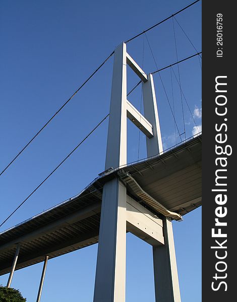 Bosphorus bridge from below. Istanbul, Turkey. Bosphorus bridge from below. Istanbul, Turkey