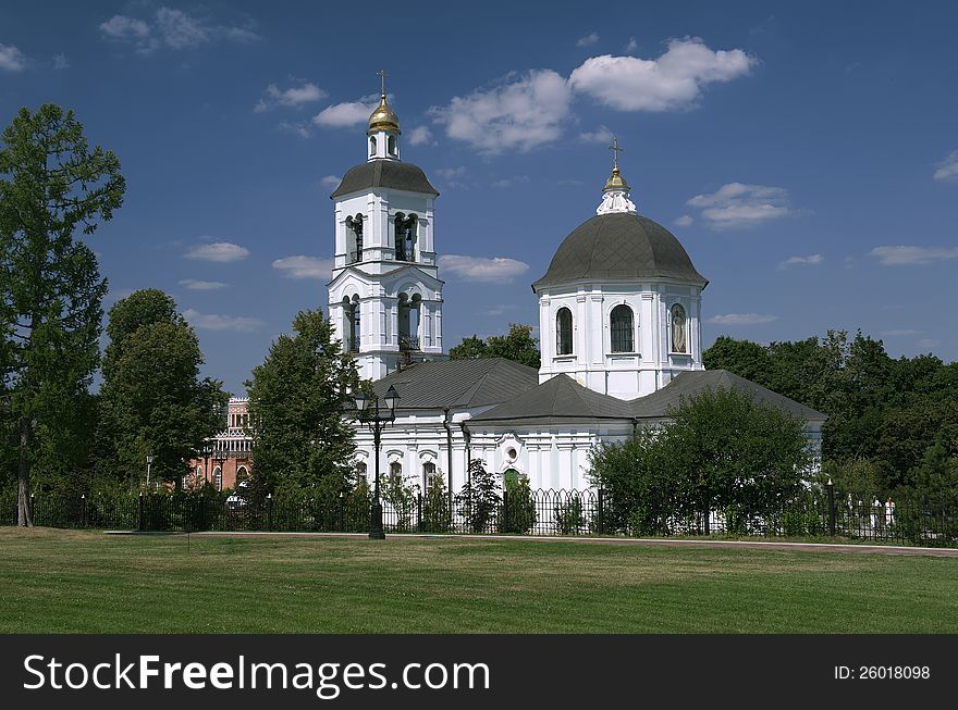 The first wooden five-domed church on the site was built in the 1680's at the behest of Prince Vladimir Golitsyn and his son Alexis. In the early 1720's Prince of D.C. Cantemir replaced Golitsyn church dome, but the stone building. His son, Prince M.D. Cantemir erected in the years 1759-1765 is now an existing building, the north chapel is dedicated (in memory of his father) Great Martyr Saint Dem. The first wooden five-domed church on the site was built in the 1680's at the behest of Prince Vladimir Golitsyn and his son Alexis. In the early 1720's Prince of D.C. Cantemir replaced Golitsyn church dome, but the stone building. His son, Prince M.D. Cantemir erected in the years 1759-1765 is now an existing building, the north chapel is dedicated (in memory of his father) Great Martyr Saint Dem