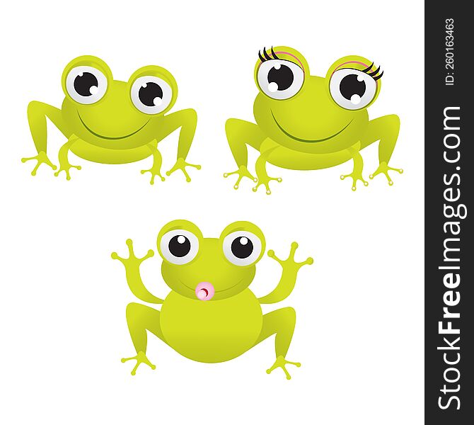 cartoon cute frog family