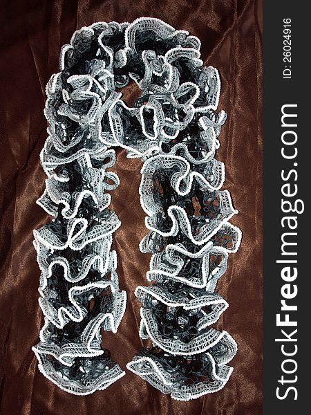 Tracery scarf female black, gray, white color