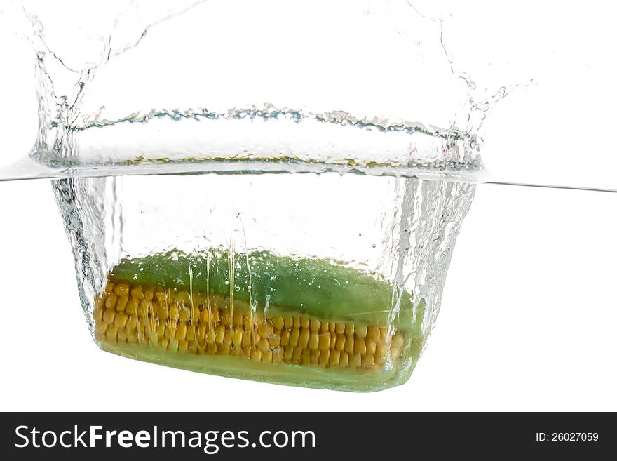 Corn in clear water.