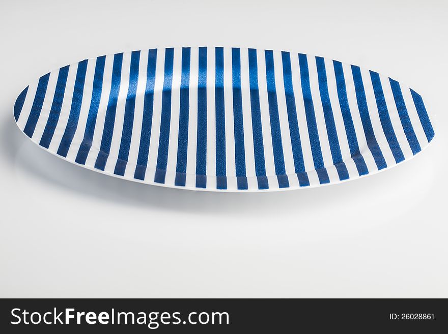 Blue and white stripe paper plate.