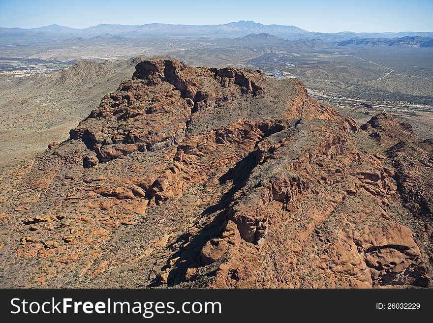 Aerial of Red Mountain, Mesa, Arizona. Aerial of Red Mountain, Mesa, Arizona
