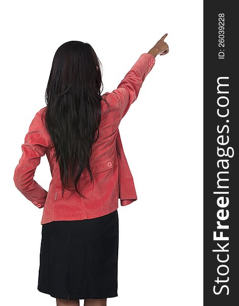 Woman Pointing From Back