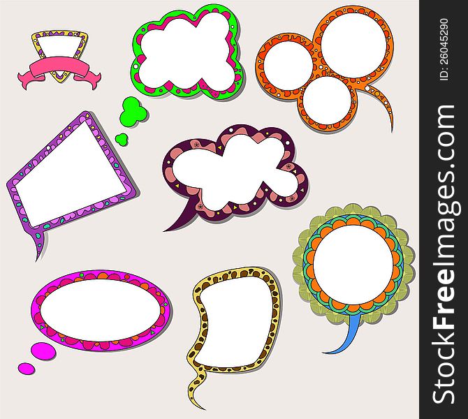 Set of speech bubbles, set of 8 pieces