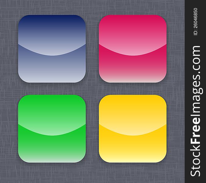 Glossy colorful app icon templates on linen background. Vector illustration