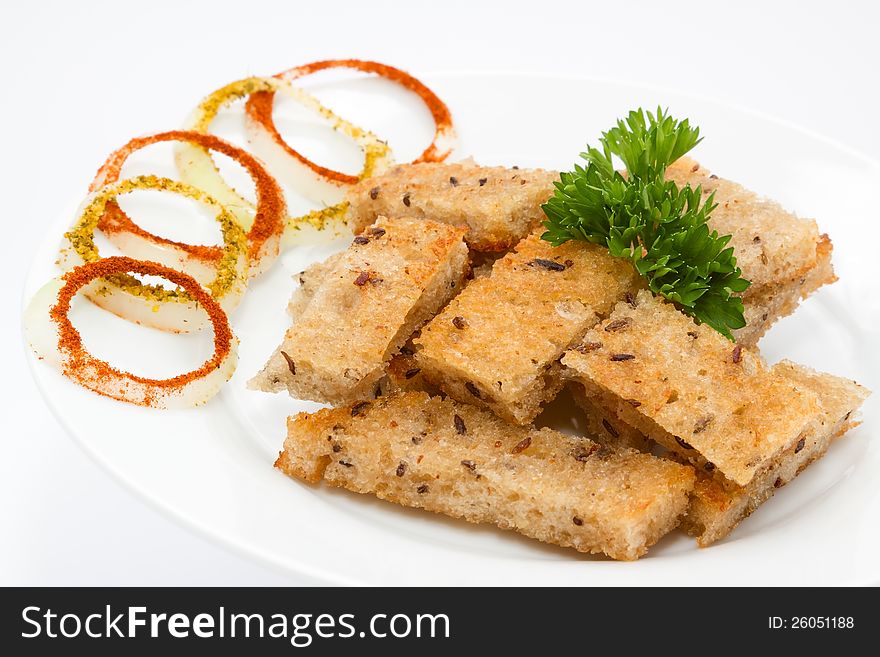 Toasted bread slices on a plate