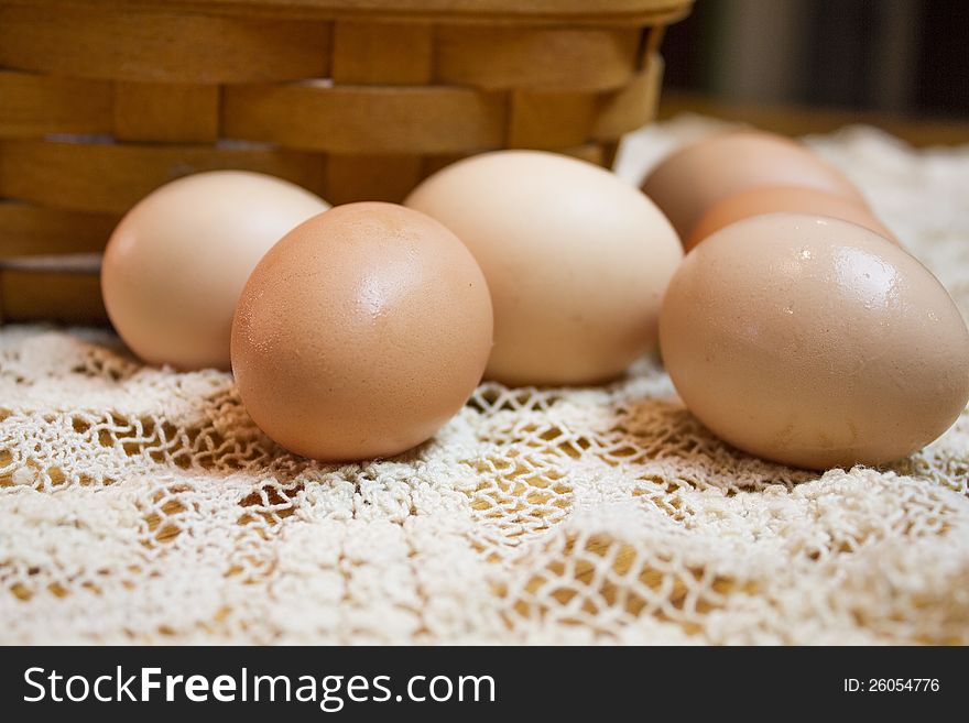 Fresh brown eggs from free range chickens