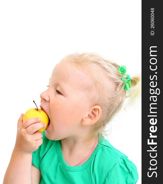 Portrait Of A Girl Biting An Apple