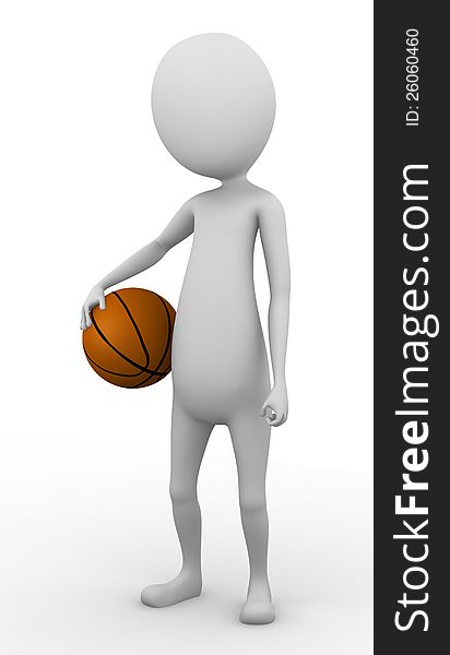 3D Man Holding A Basketball