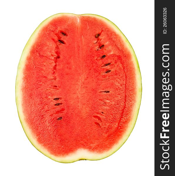 Cut watermelon half on white background