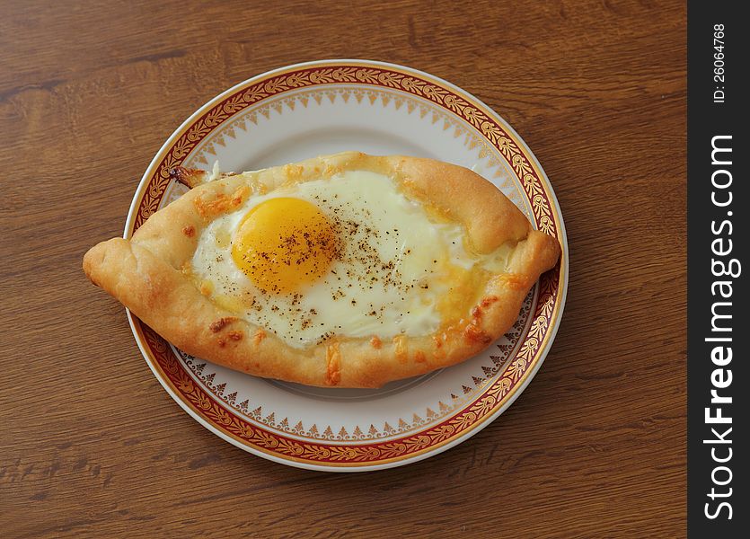 Khachapury in a plate (Georgian cheese pastry)