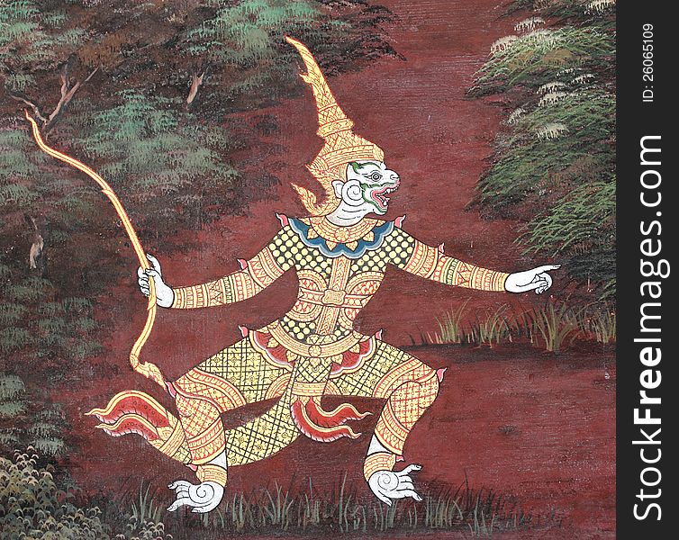 Thai art painting on the wall