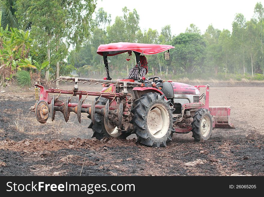 Tractor in rural agricultural areas