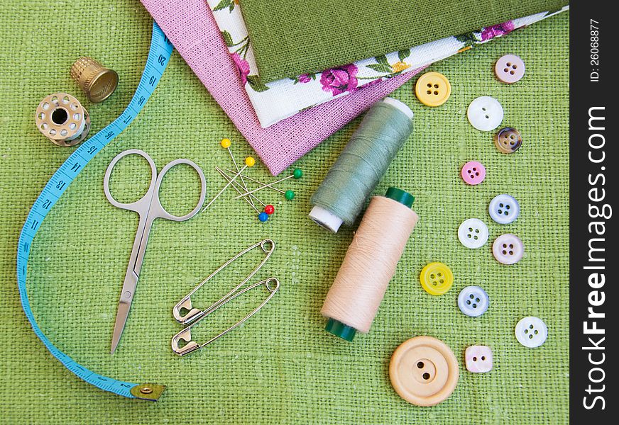 Accessory of the tailor - sewing background