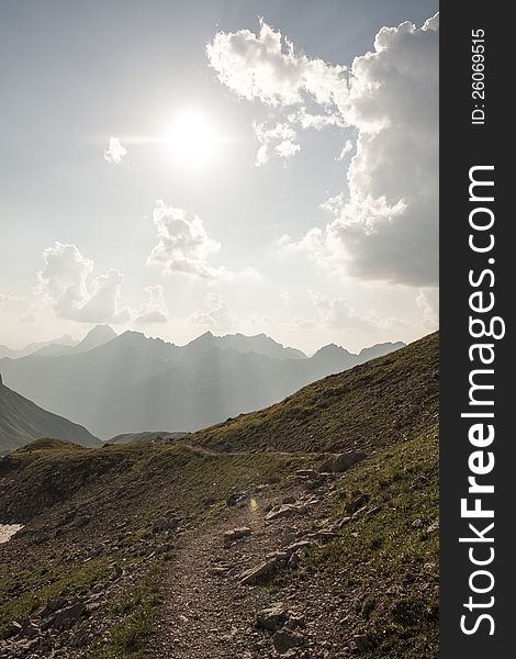 The AllgÃ¤u Alps in Germany where the Heilbronner Way passes through.