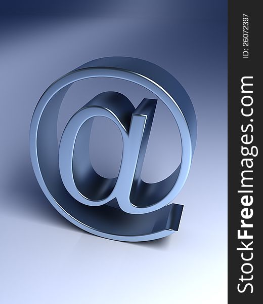 E-mail Sign @ on blue background (computer generated image)