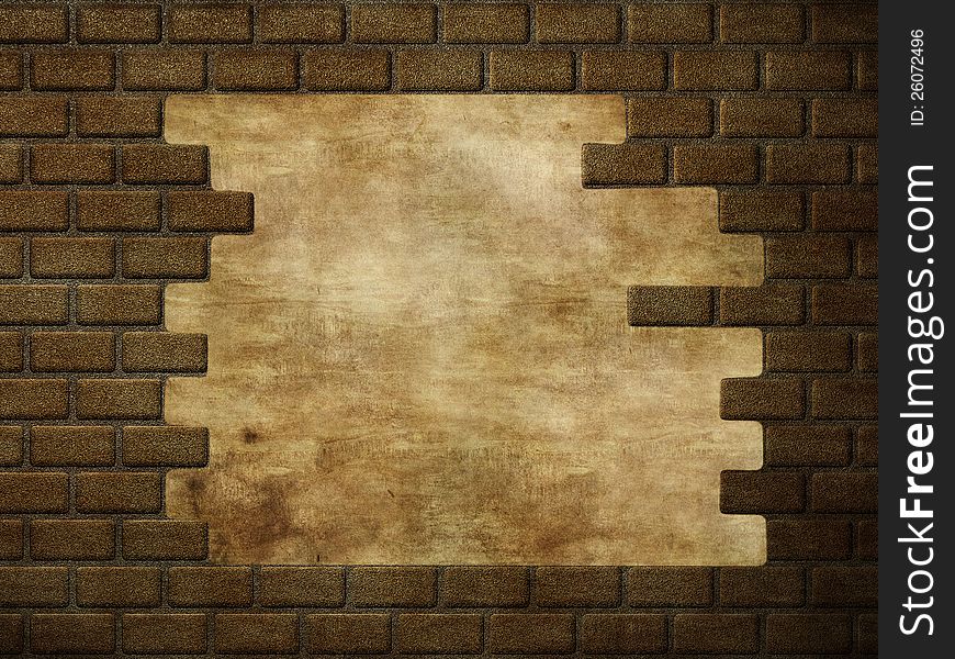 Illustration of yellow brick wall with large hole. Illustration of yellow brick wall with large hole.