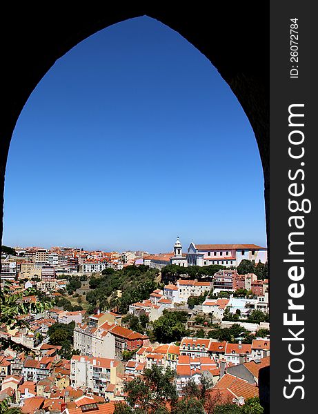 Lisbon panorama, Portugal ï¿½ buildings, roofs, churches. Lisbon panorama, Portugal ï¿½ buildings, roofs, churches