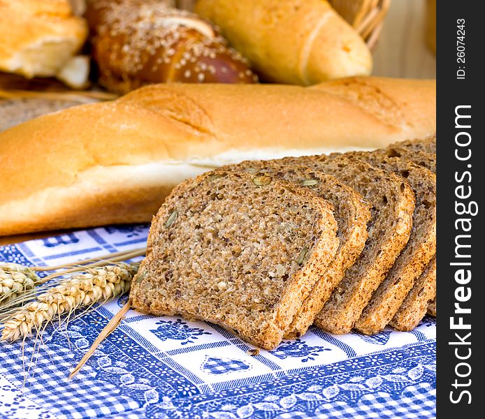 Various pastry, rolls and wholemeal bread. Various pastry, rolls and wholemeal bread