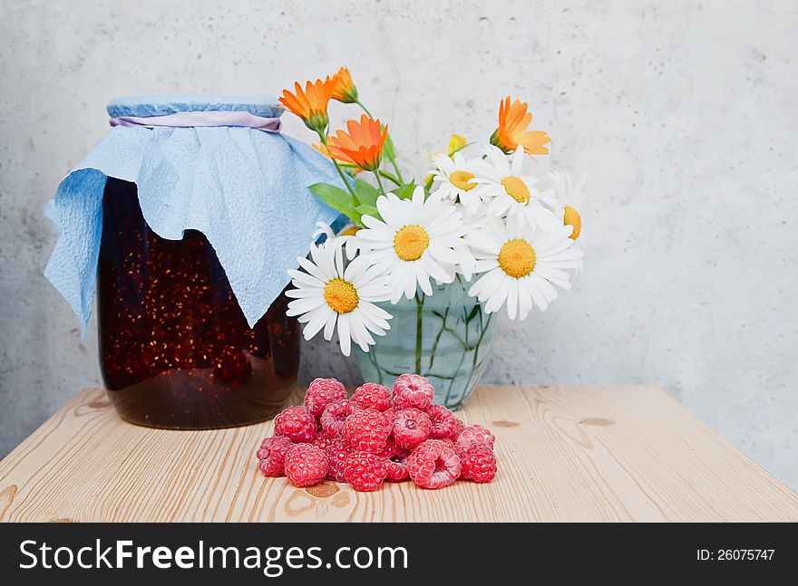 Still Life with raspberry jam. Still Life with raspberry jam