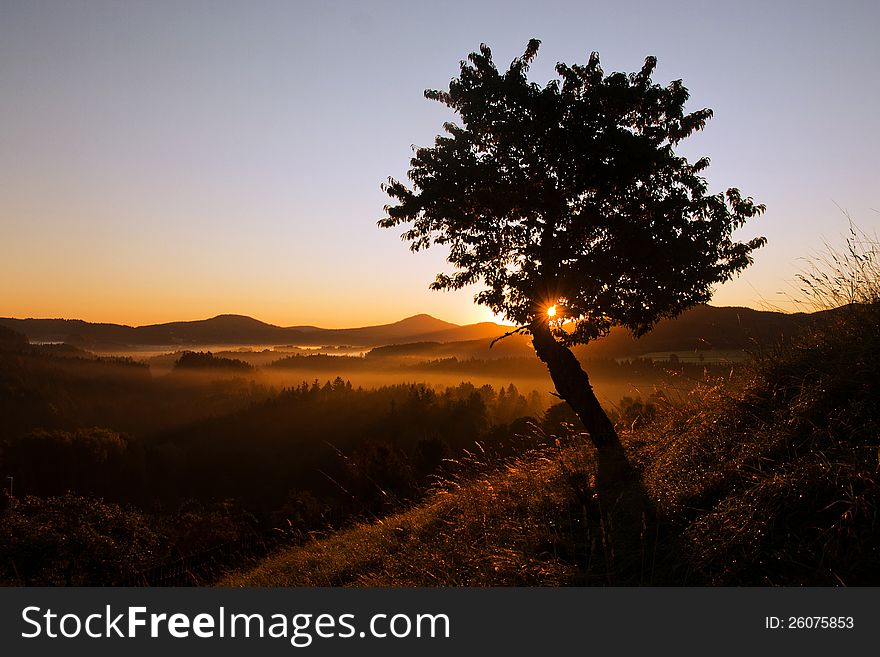 Sunset in landscape in czech. Sunset in landscape in czech.