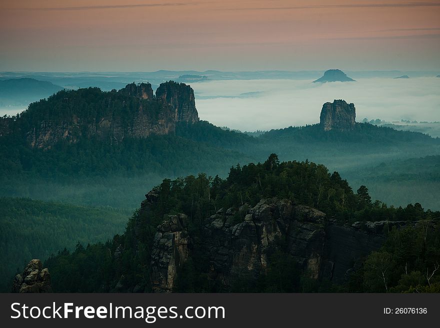 Morning inversion in the mountains.