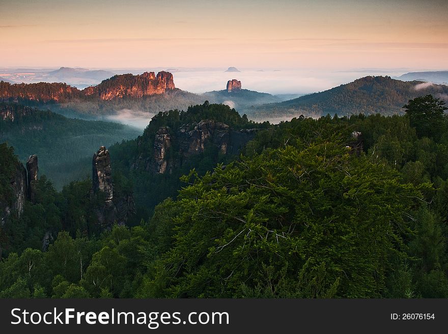 Morning inversion in the mountains.