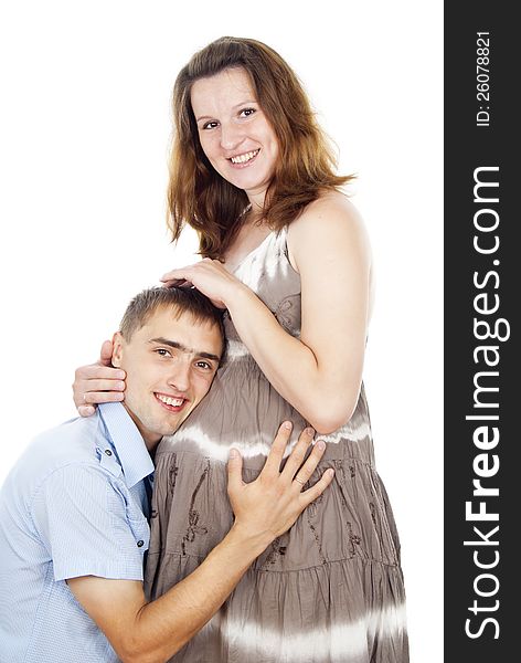 Happy pregnant women and her husband. Happy pregnant women and her husband