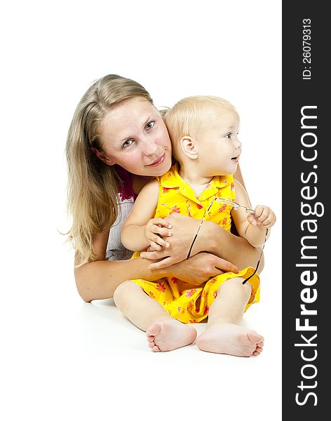 Beautiful mother with baby isolated. Beautiful mother with baby isolated