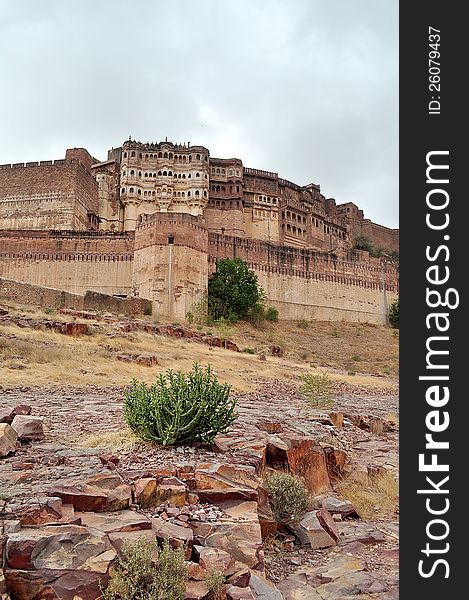 A beckoning Mehrangarh fort Jodhpur India. A beckoning Mehrangarh fort Jodhpur India