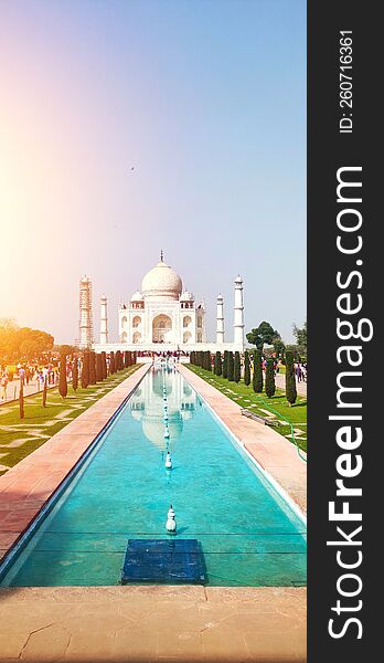 TAJMAHAL - one of the world wonder situated in India. this is an Islamic ivory-white marble mausoleum on the right bank of the river Yamuna in the city of Agra. it was built for wife mumtaz by the mugal emperor shah jahan.