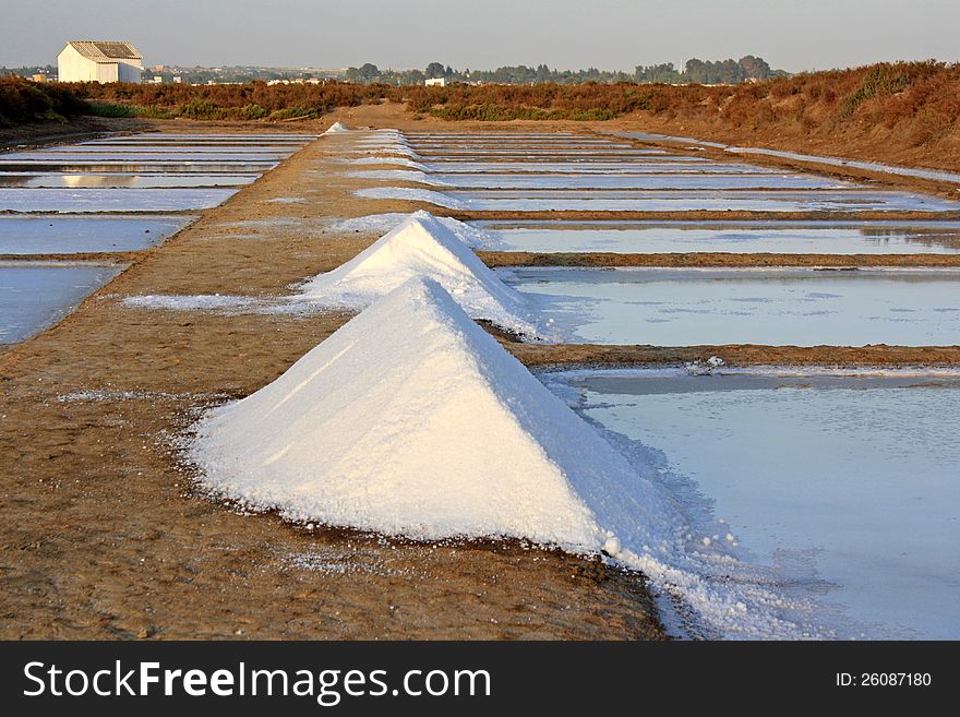 Nice view of the salt in Chiclana, Cadiz.