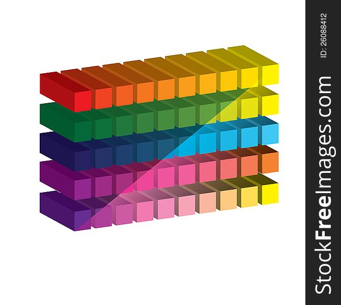 Set of vibrant glossy 3D cubes. .vector