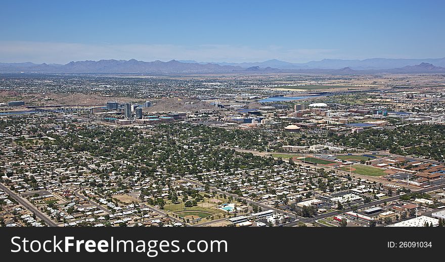 Aerial view of the City of Tempe, Arizona Skyline. Aerial view of the City of Tempe, Arizona Skyline