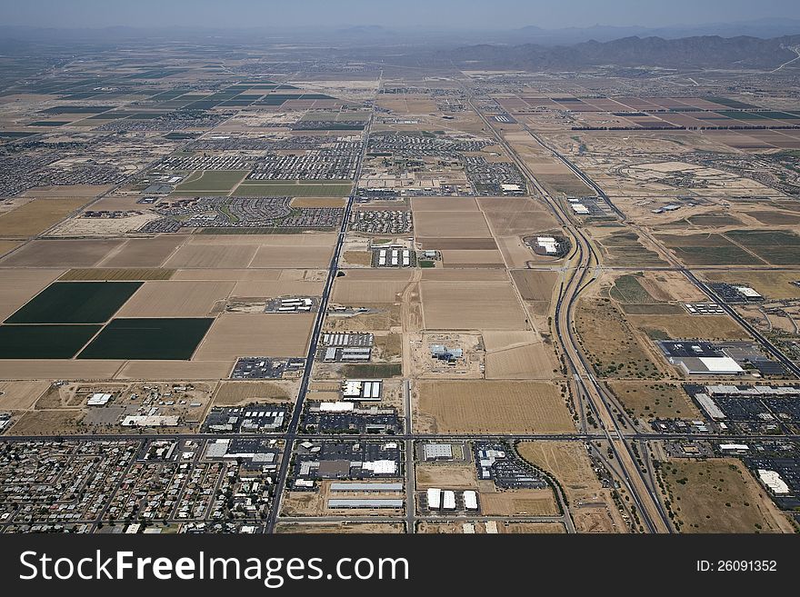 Aerial view of the Goodyear, Arizona area west of Phoenix