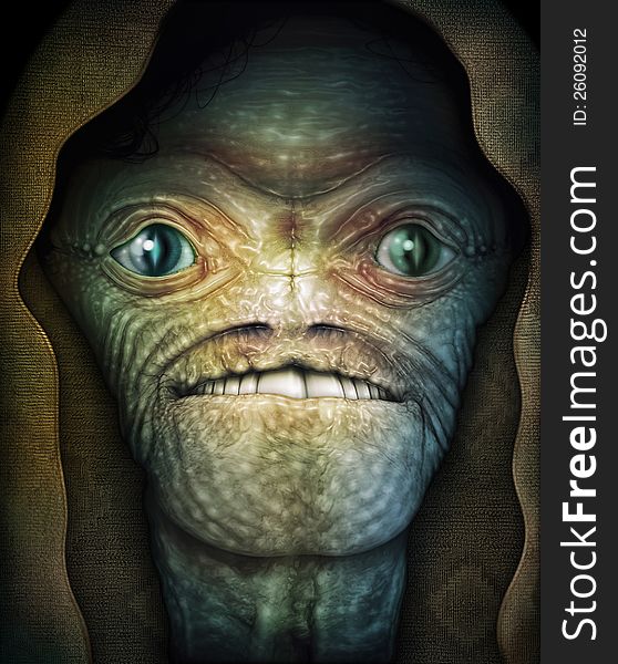 Digital Illustration of an alien. Digital Illustration of an alien.