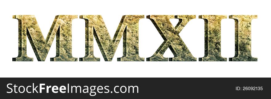 Digital Illustration of the year 2012 in stone/marble roman numerals. Digital Illustration of the year 2012 in stone/marble roman numerals.