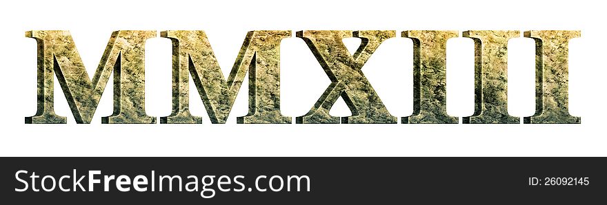 Digital Illustration of the year 2013 in stone/marble roman numerals. Digital Illustration of the year 2013 in stone/marble roman numerals.