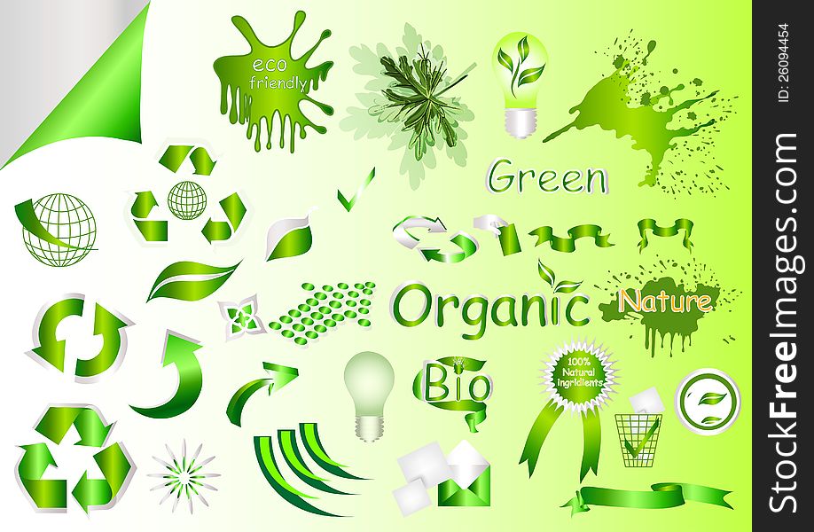 Ecological Nature Labels And Symbols Vector Set