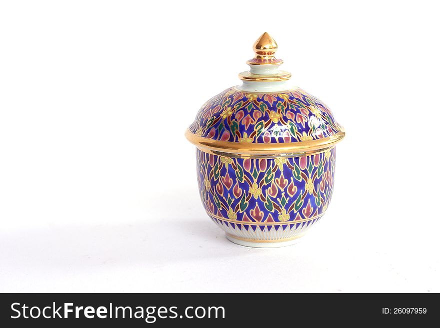 Thai ceramic bowl on white background