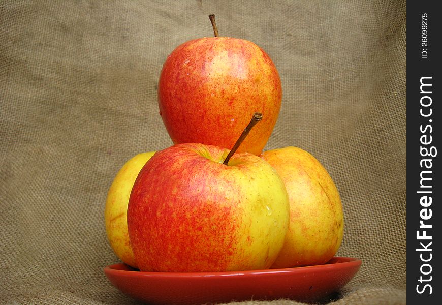 Tasty and ripe apple on the grey background. Tasty and ripe apple on the grey background