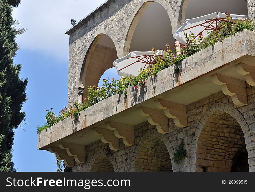 A royal balcony in an old Lebanese palace