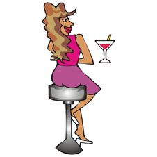 Brunet Girl Seated In A Bar Stock Photography