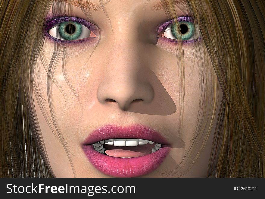 3D render of a womans face